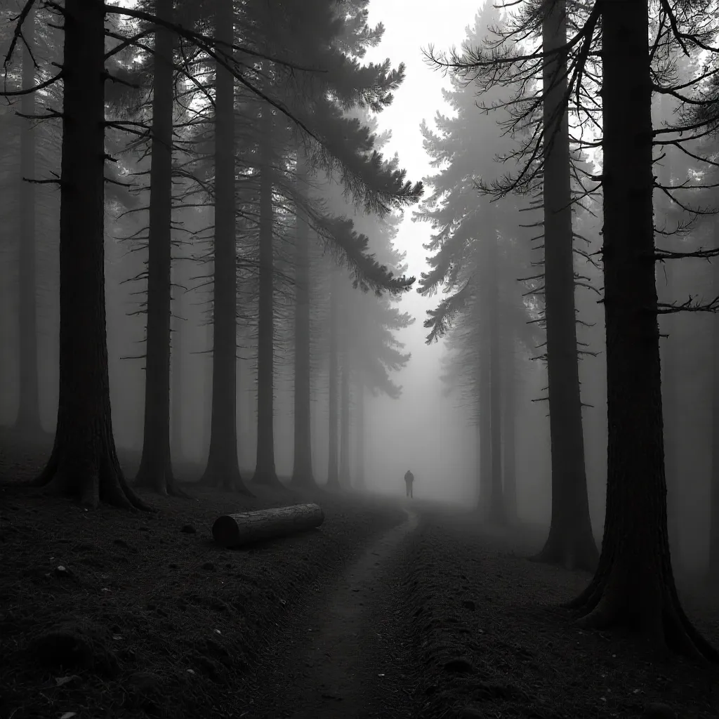 Moody Black-and-White Fog in Bolu Forest