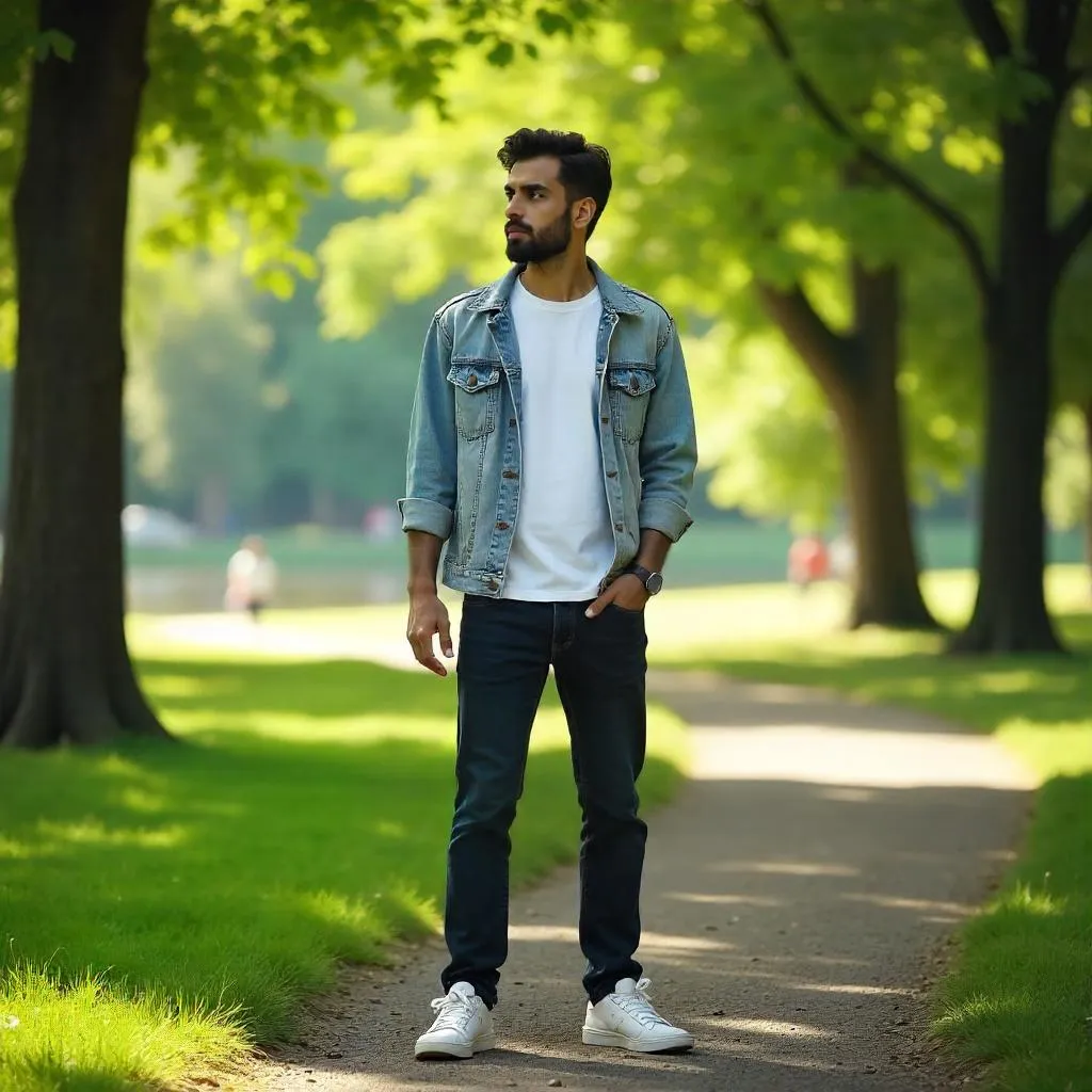 Photorealistic Portrait of a Young Middle Eastern Man in a Park