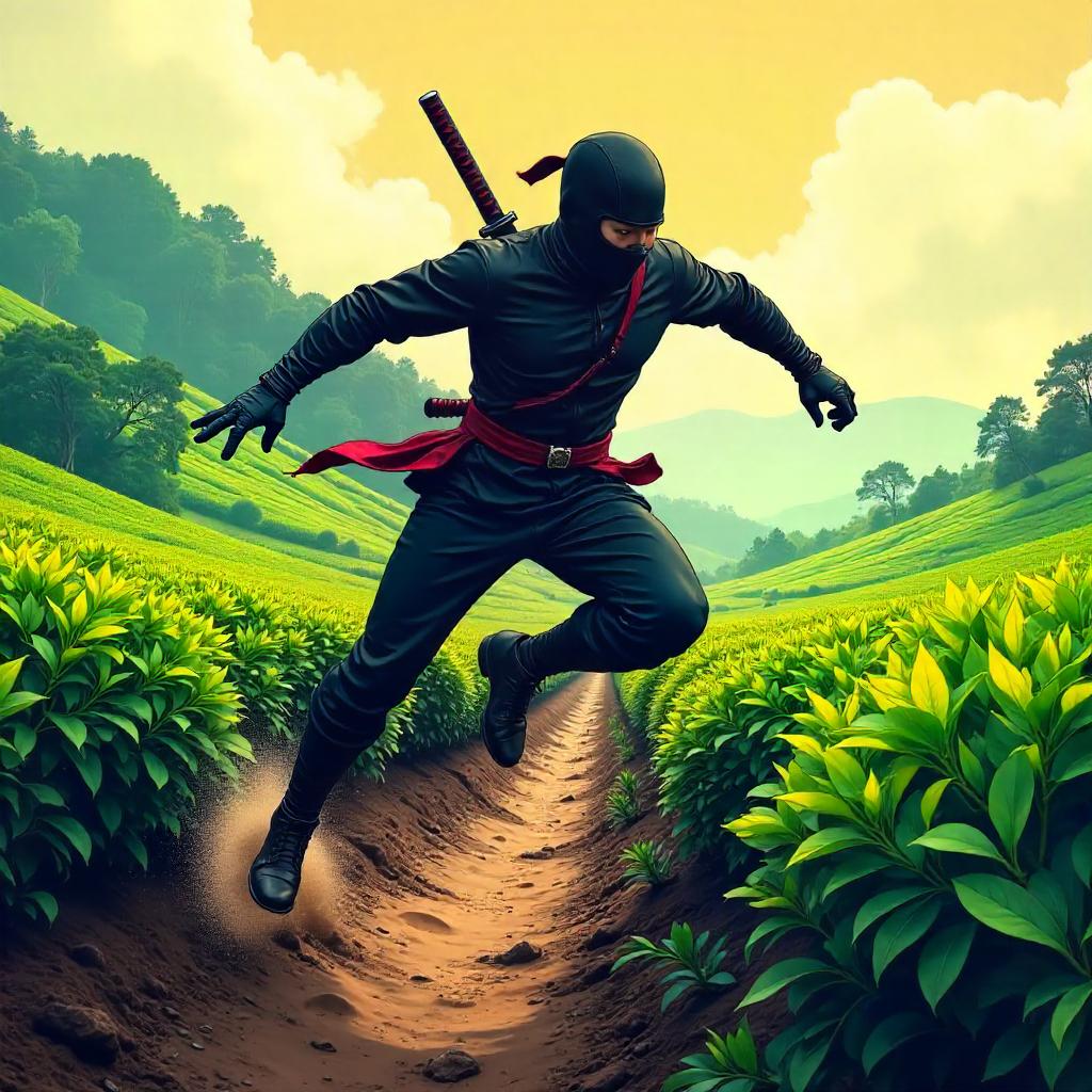 Ninja in a Tea Plantation: Comic Style