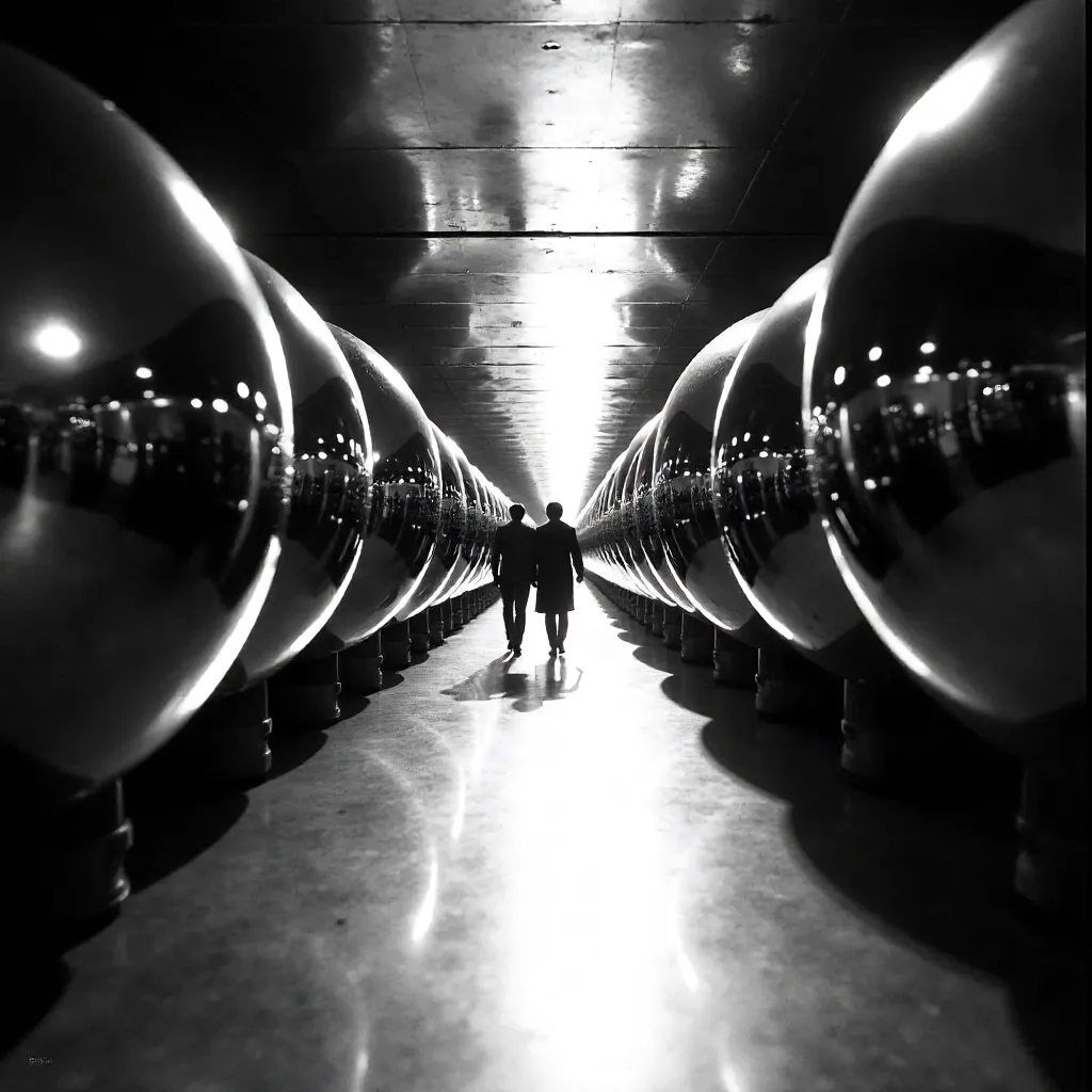 Monochrome Walk Among Metallic Spheres