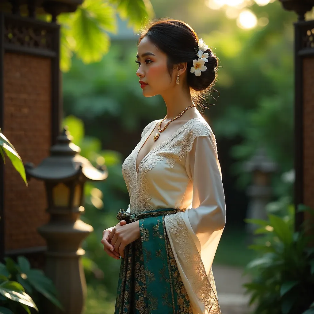 Graceful Indonesian Attire Outdoors at Golden Hour