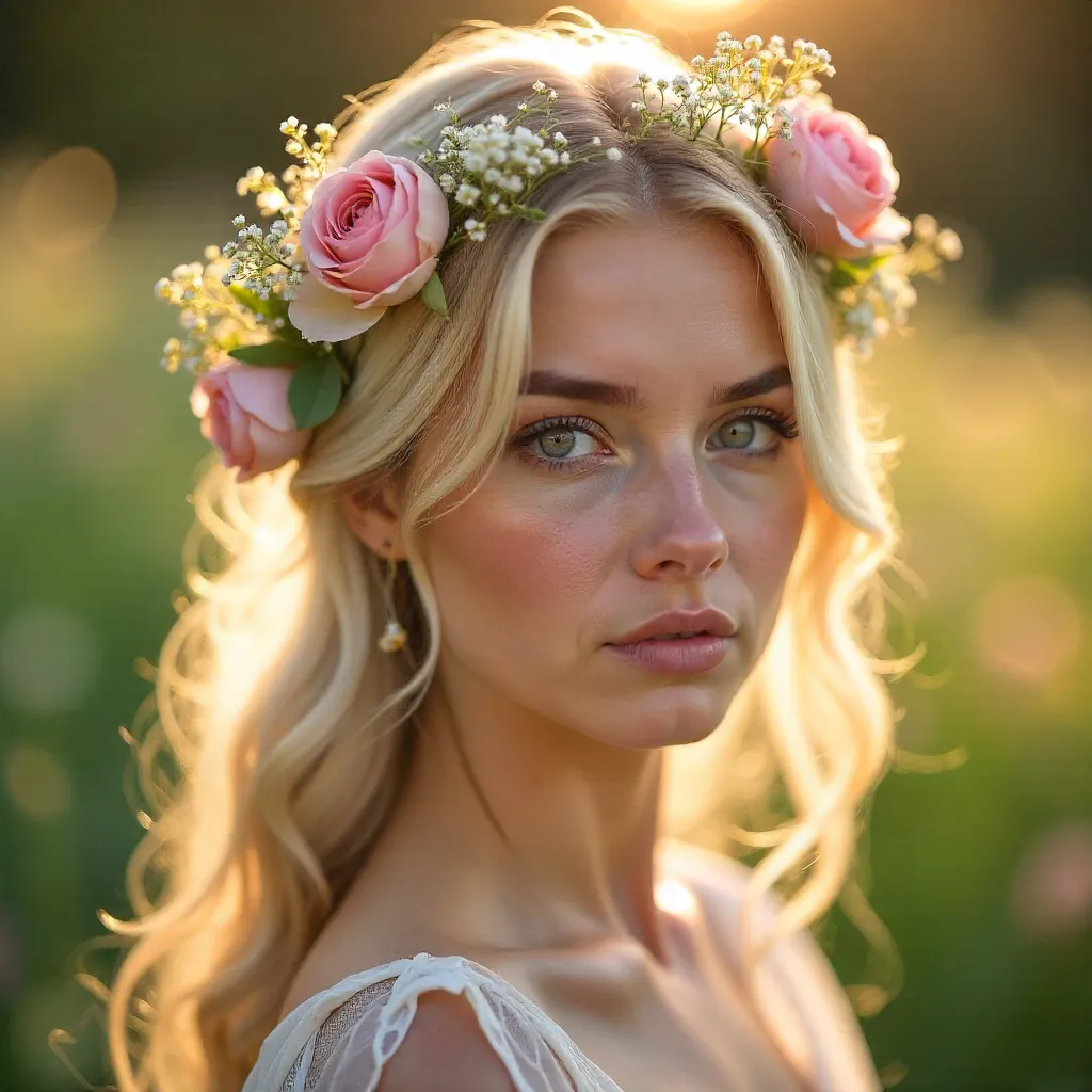 Ethereal Floral Portrait in Dreamy Light