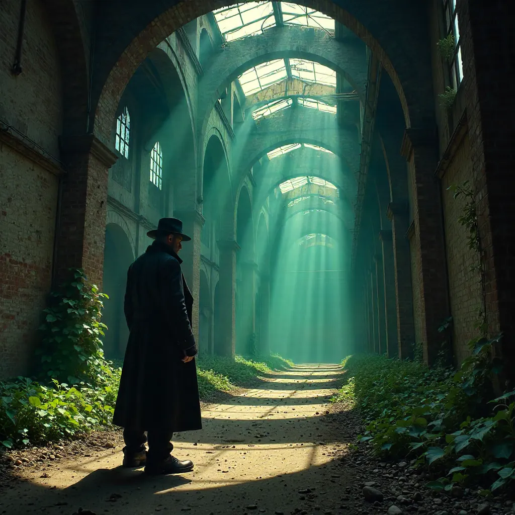 Noir Wanderer in Overgrown Ruins