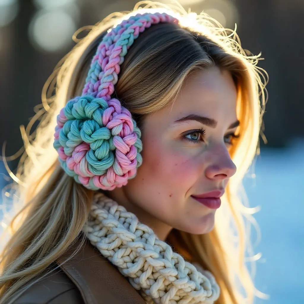 Motion-Blurred Portrait with Yarn Earmuffs