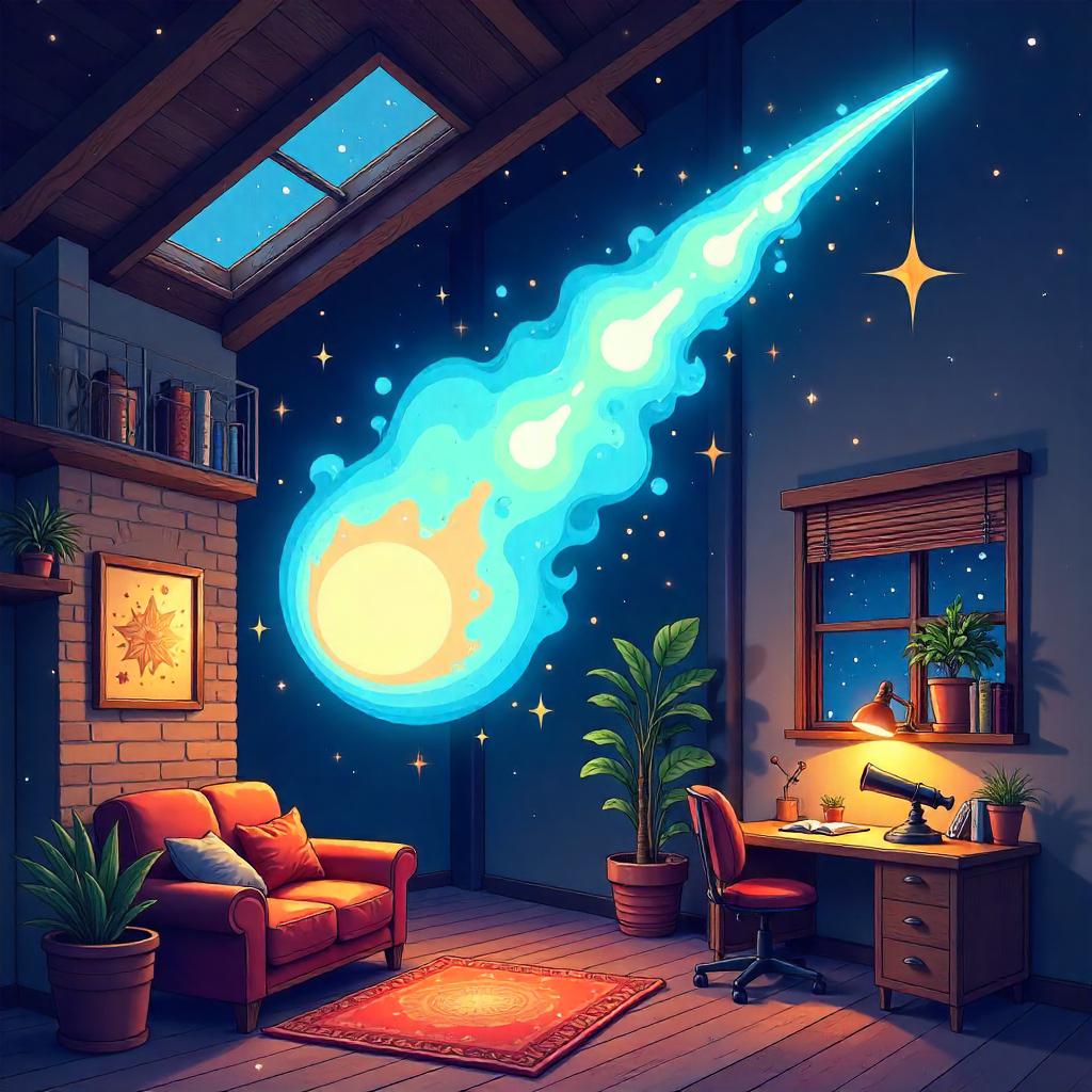 Cartoon Comet in a Cozy Loft