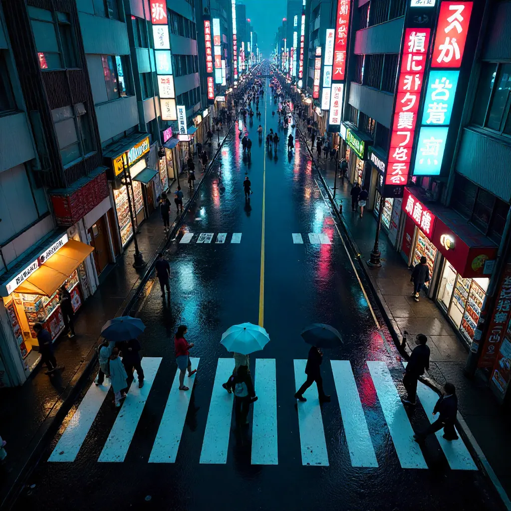 Aerial Night Crossing Over Tokyo