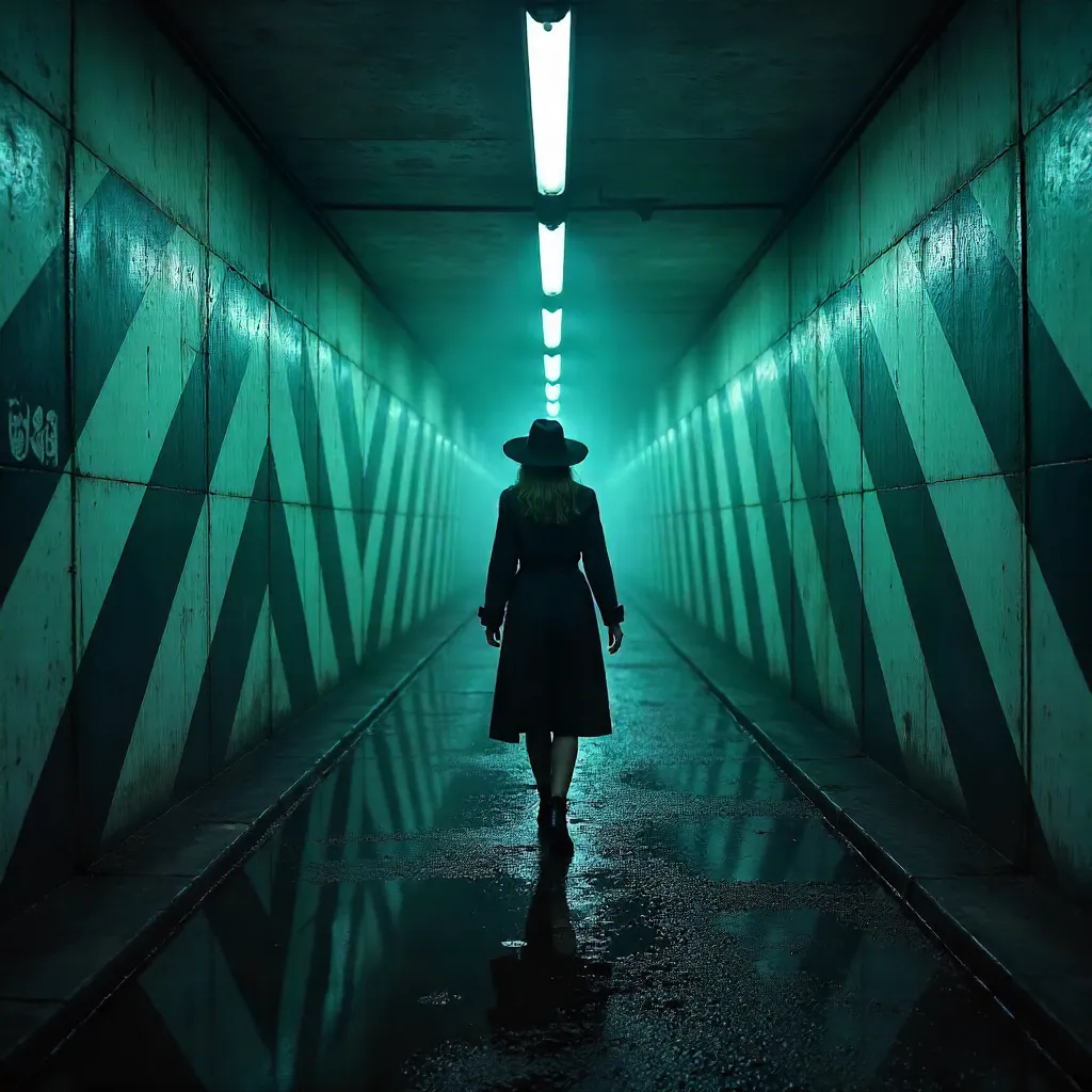 Woman in a Chevron Tunnel: An Urban Mystery
