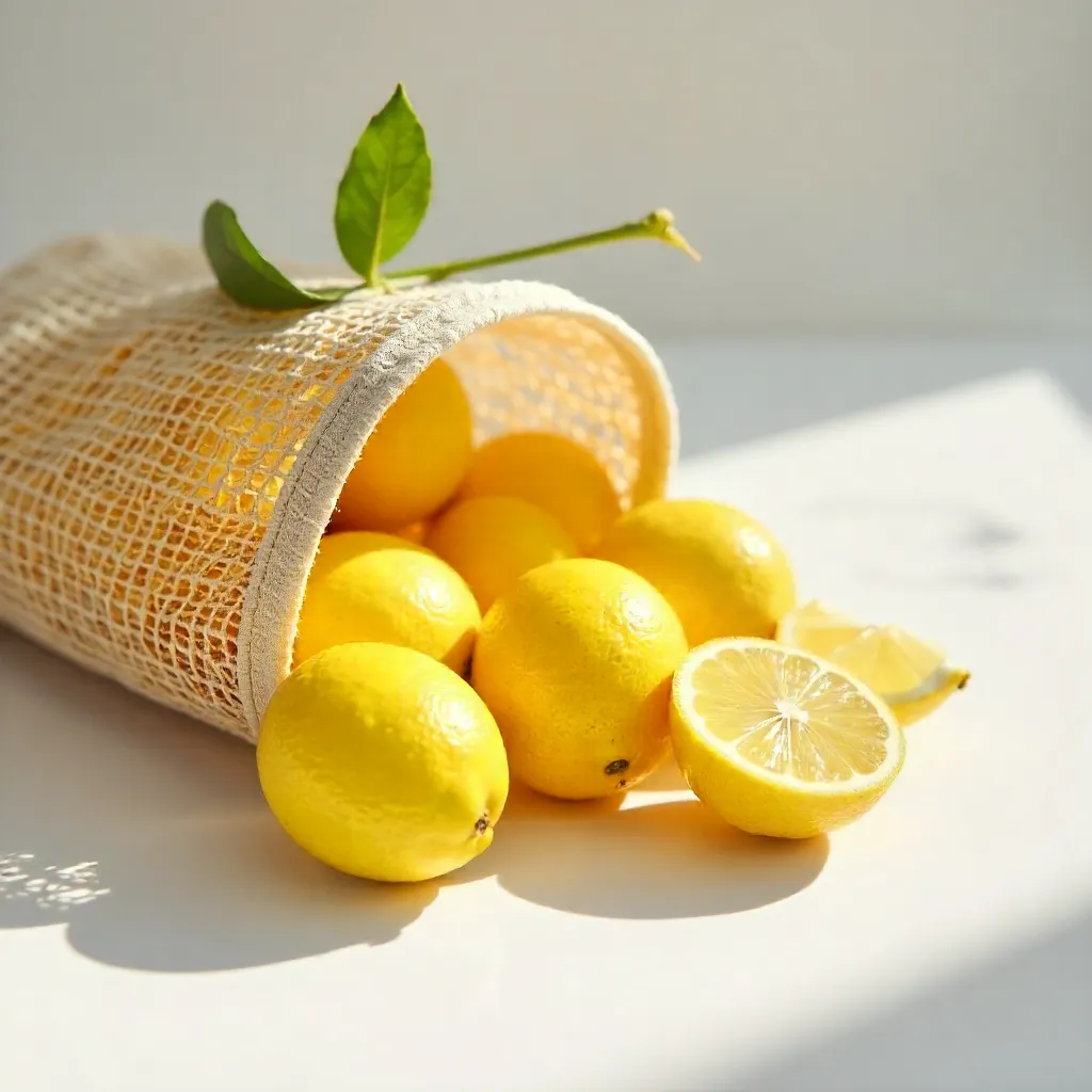 Sunny Lemons Spill from Eco-Friendly Mesh Bag