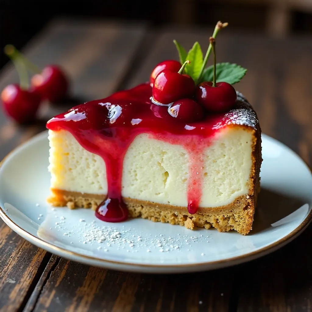 Decadent Artisan Cherry Cheesecake on Crumbly Base
