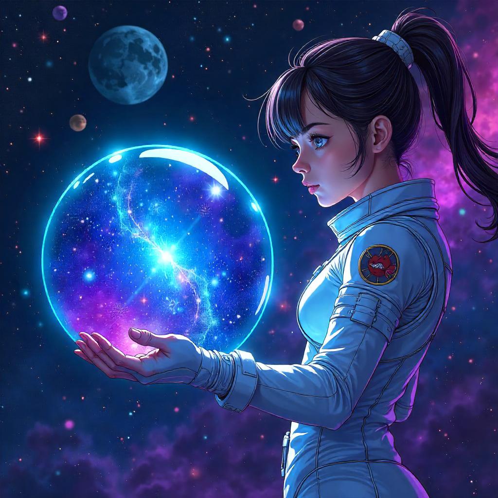 Cosmic Anime Crystal Ball in Space
