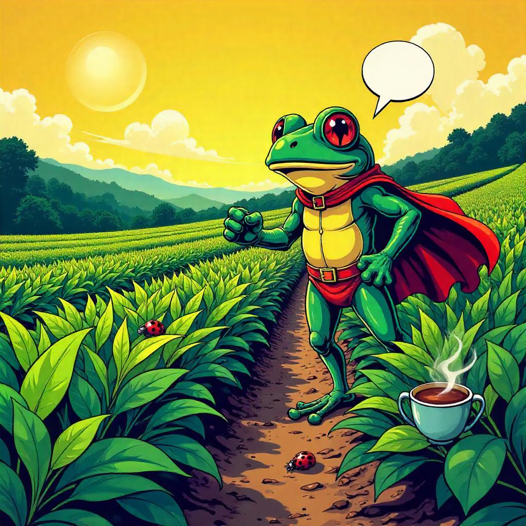 Frog Hero in a Tea Plantation