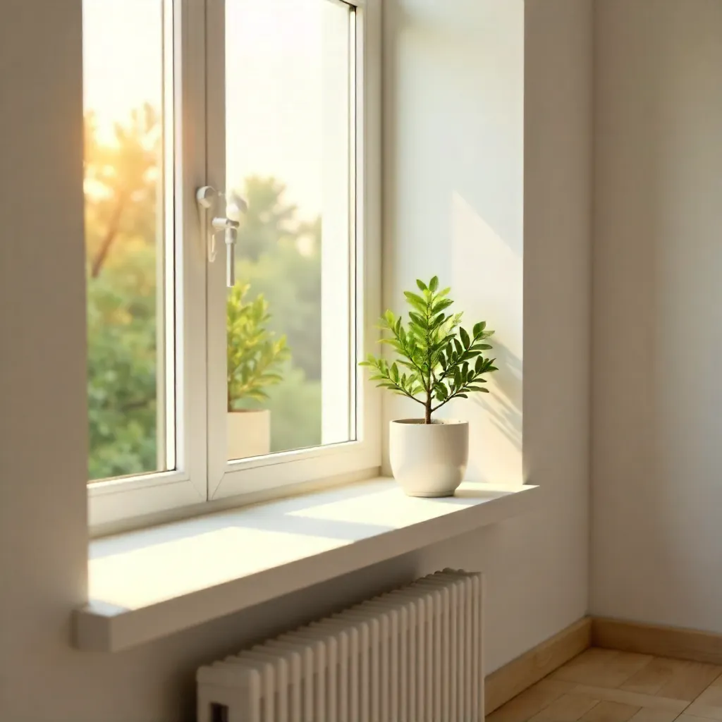 Sunlit Minimalist Plant in Quiet Room