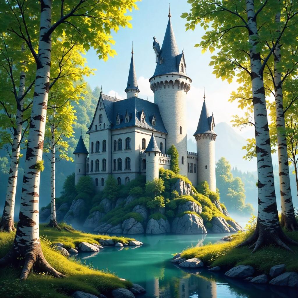 Birch Forest Castle: A Digital Fantasy Landscape