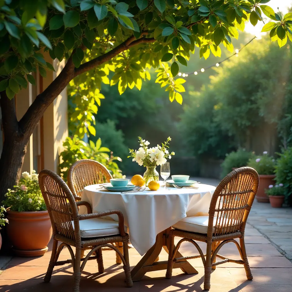Lemon Tree Patio Dinner in a Cozy Garden