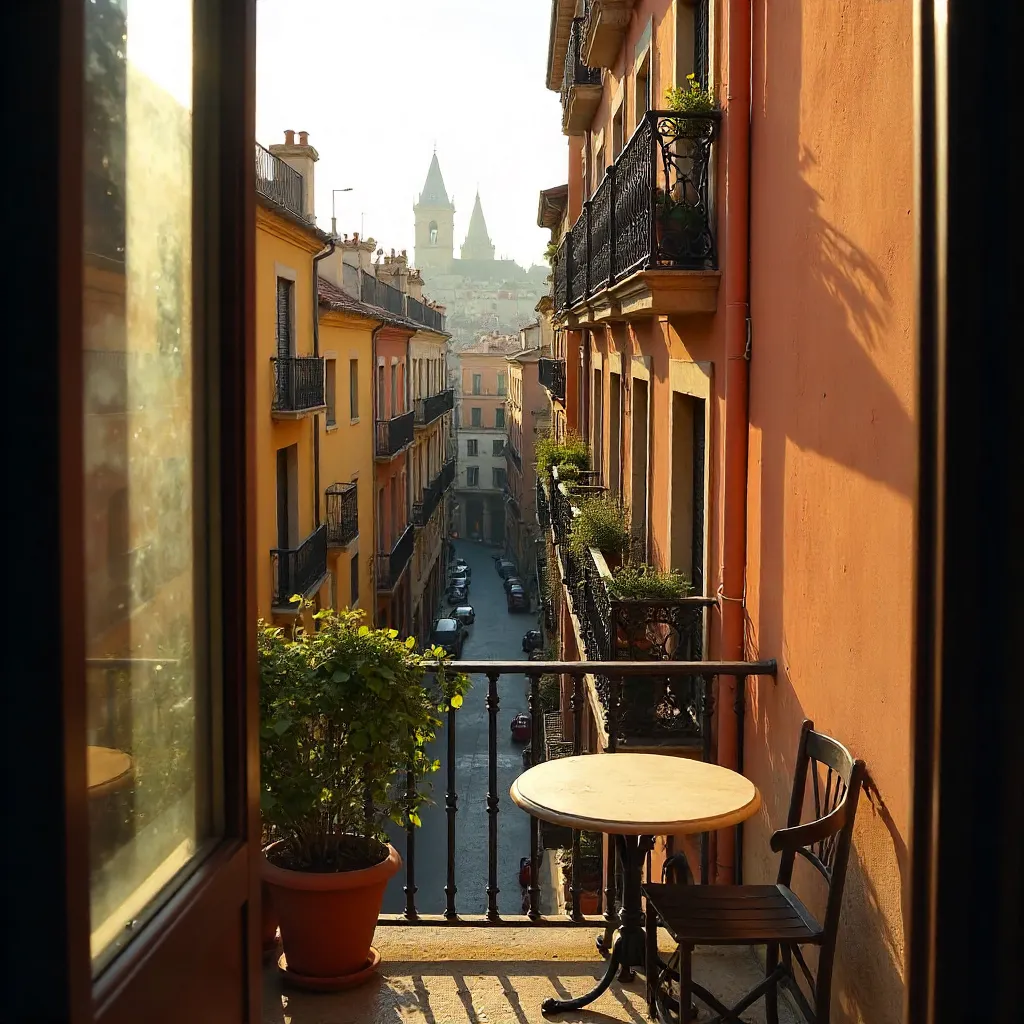Through the Window: Barcelona Balcony and Facade