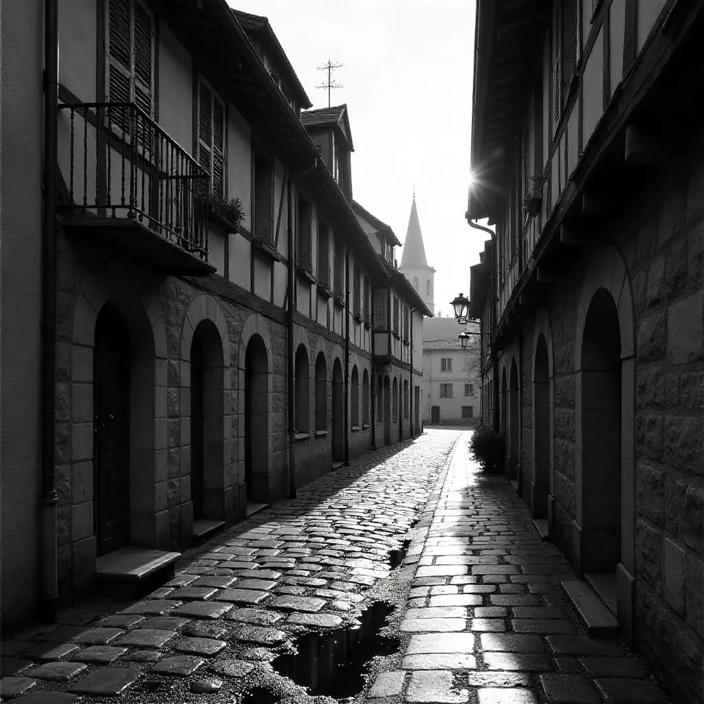 Black and White Vernon Architecture: Vintage France