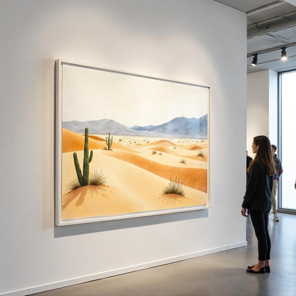 Desert Watercolor in a Museum Gallery