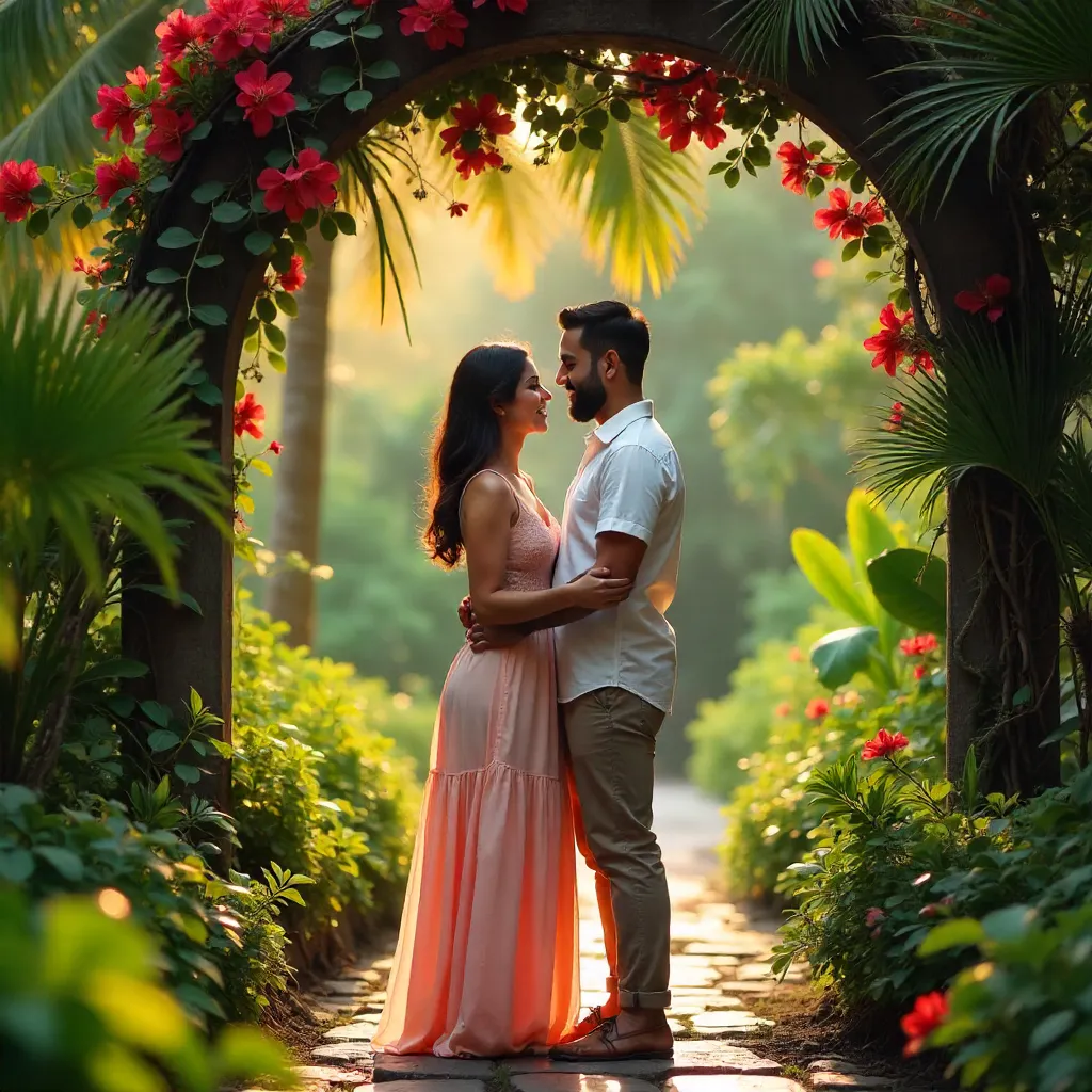 Golden Hour Engagement in a Davao City Garden