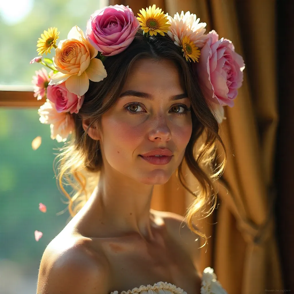 Elegant Floral Crown Portrait of Natural Beauty