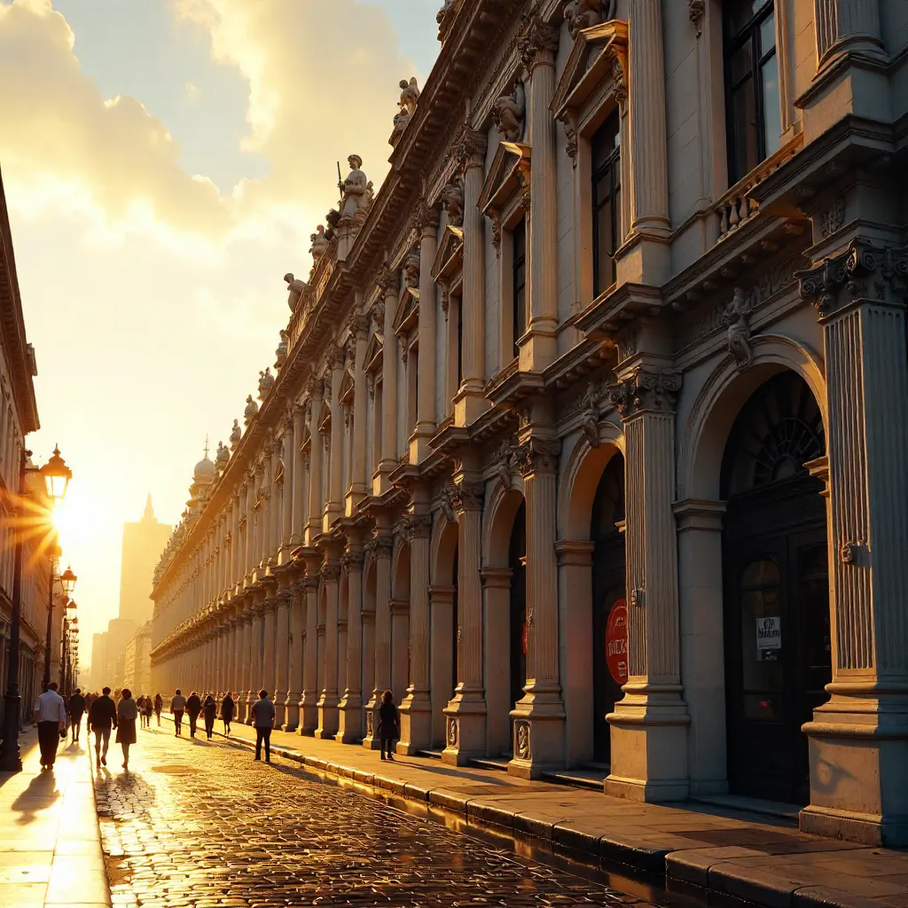 Golden Hour on a Historic Urban Facade