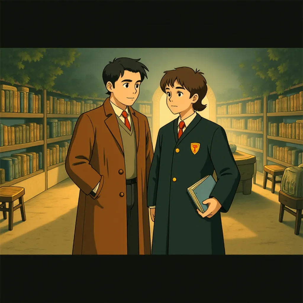 Jim Broadbent and Daniel Radcliffe in Harry Potter and the Half-Blood Prince (2009) - Anime style