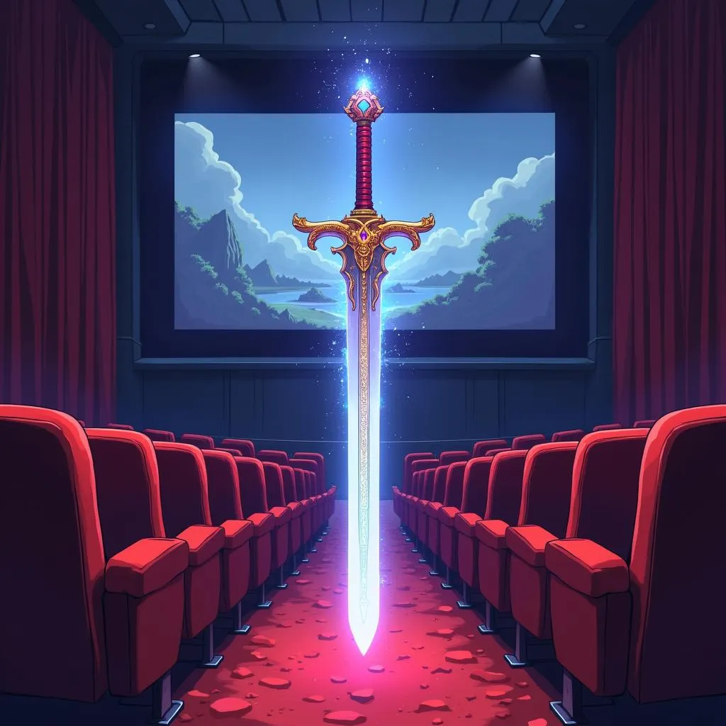 Enchanted Sword in an Anime Movie Theater