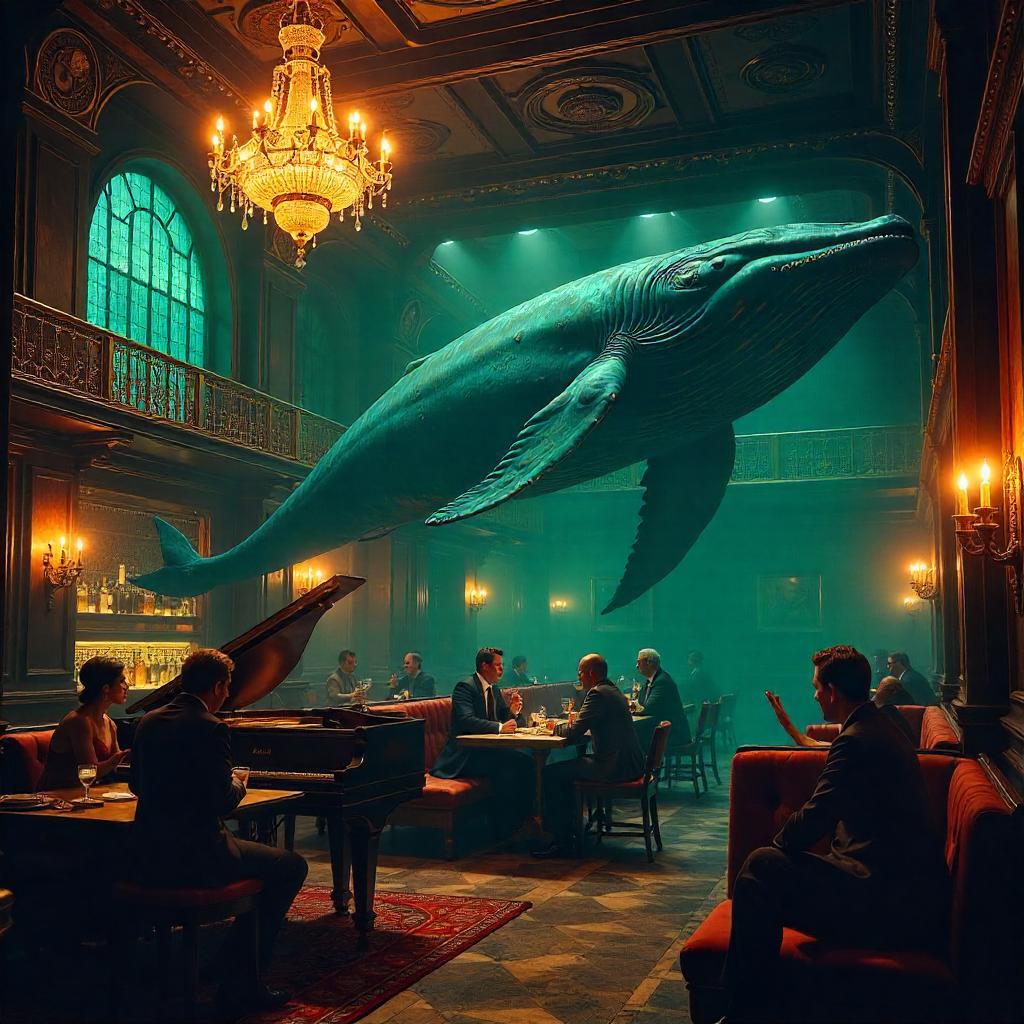 Whale in a 1920s Speakeasy — Digital Art