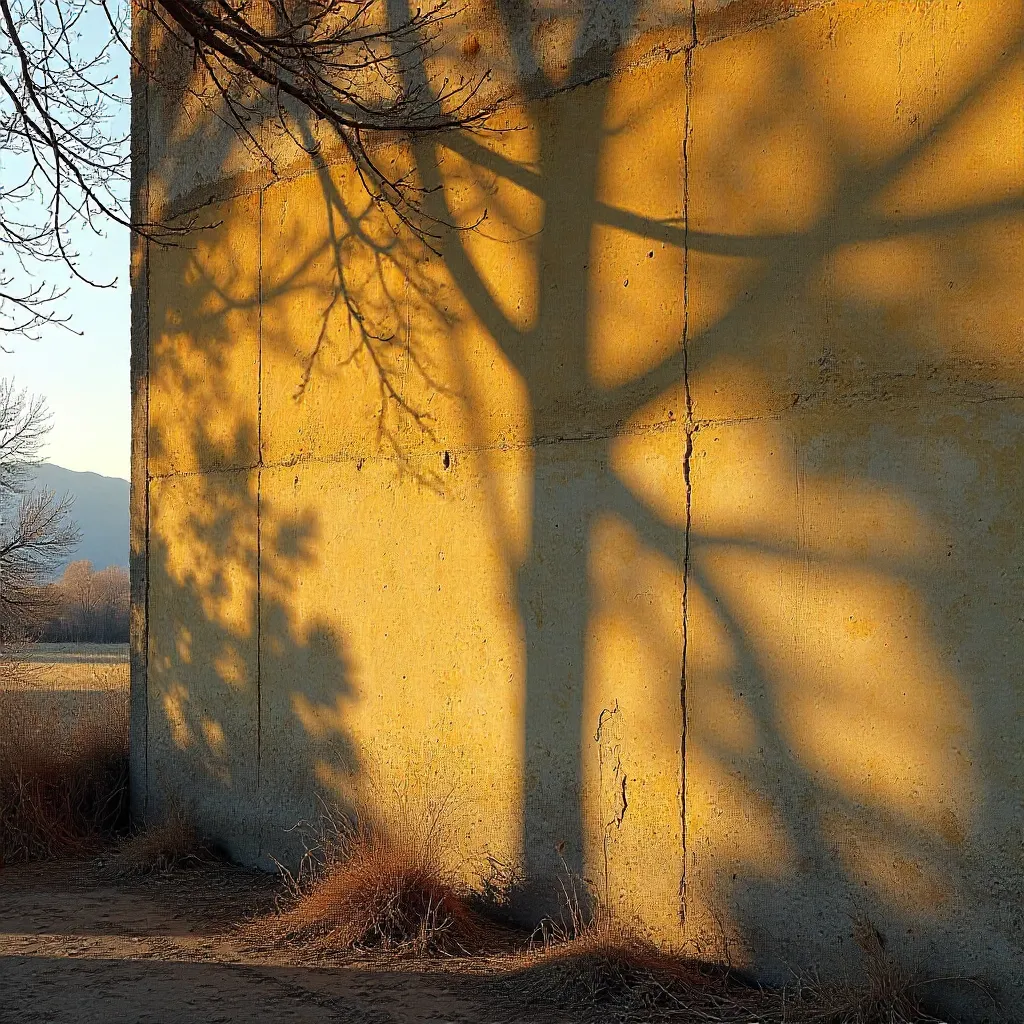 Unique Abstract Shadows on Talgar's Textured Wall