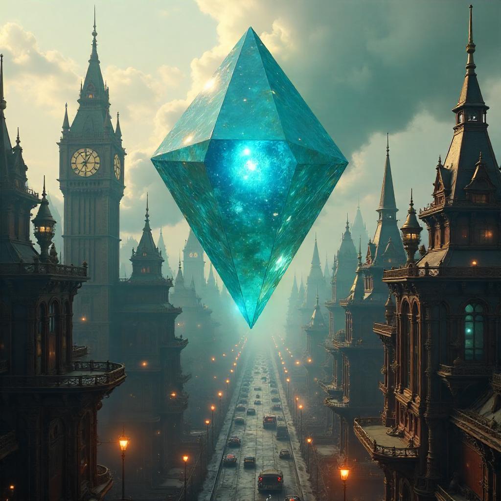 Crystal Entity Over a Clockwork City