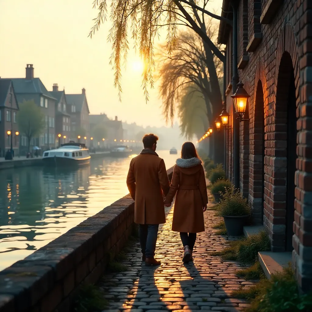 Riverside Stroll Under Rustic Evening Light