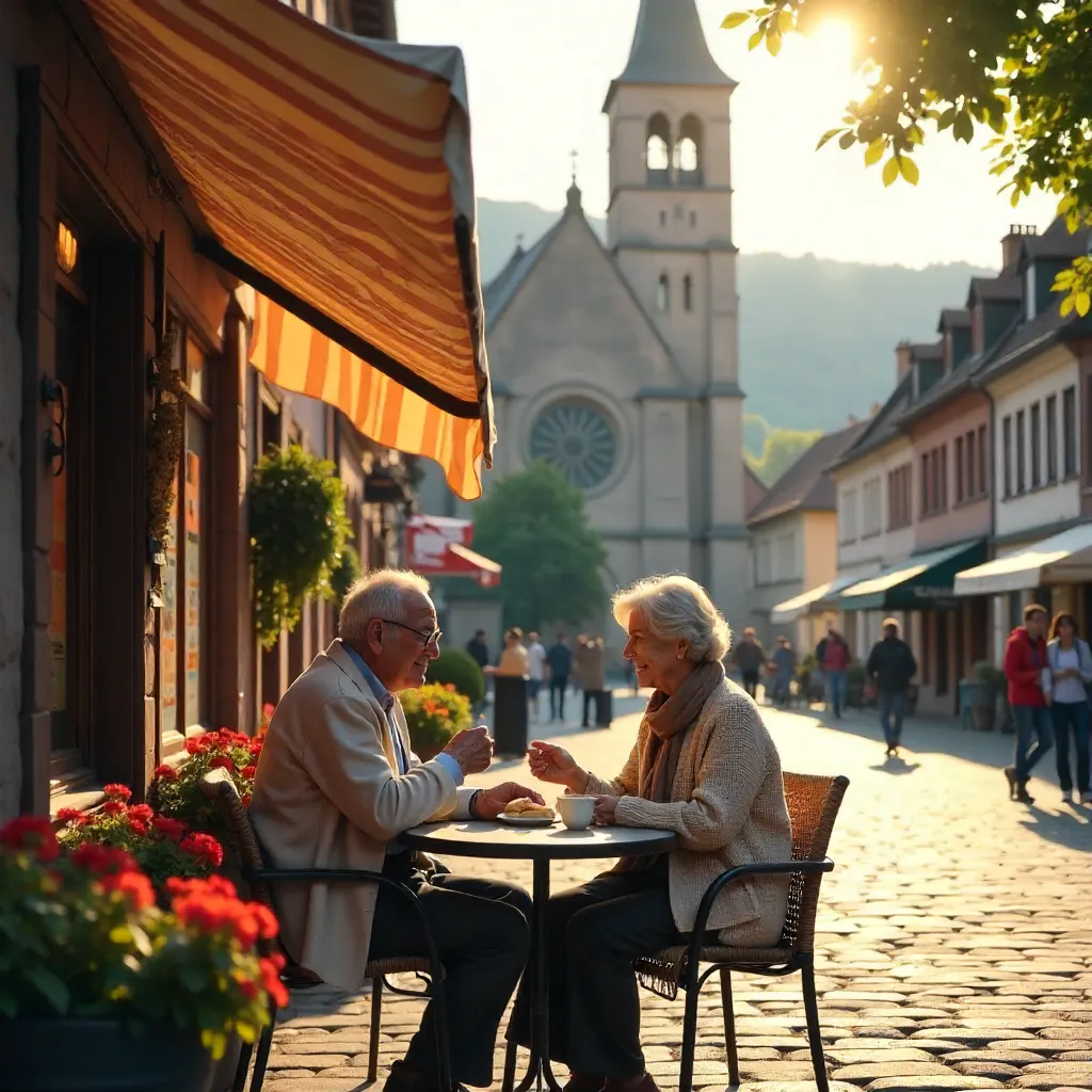 Sunny Heidelberg: Senior Couple at Outdoor Café