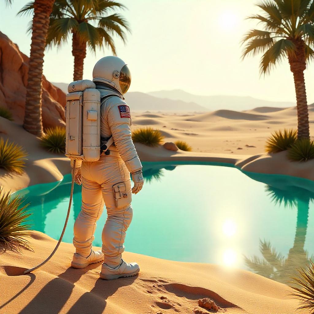 Astronaut in an Oasis: Photorealistic Encounter