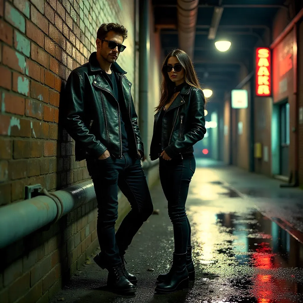 Urban Industrial Leather-Jacket Couple Shoot