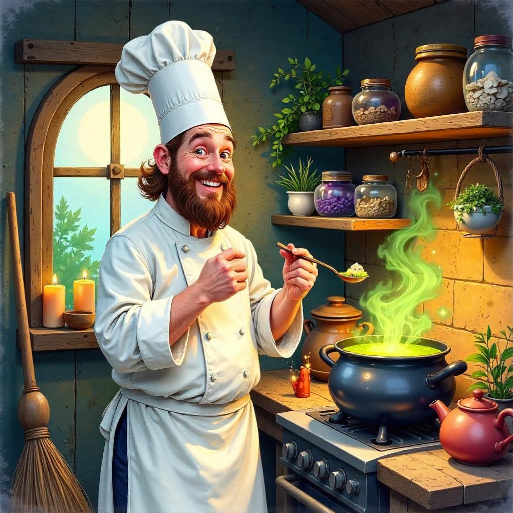 Watercolor Chef in a Witch's Hut