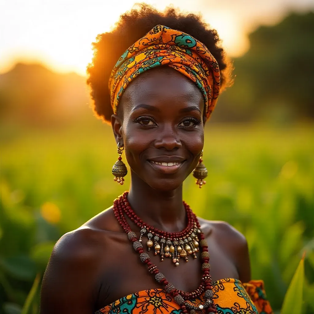 Sunlit Portrait of a Traditional African Woman