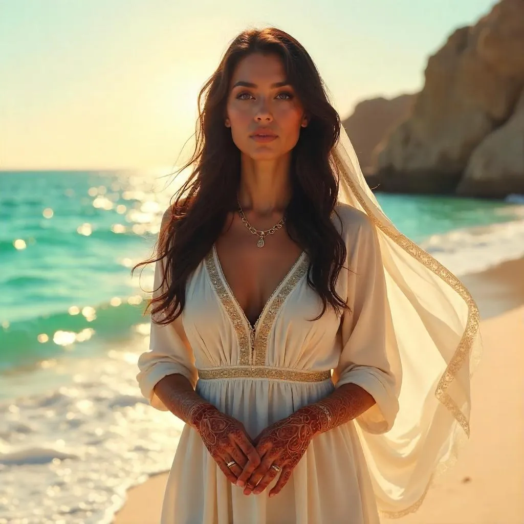 Golden Hour Beauty: Middle Eastern Elegance on the Beach