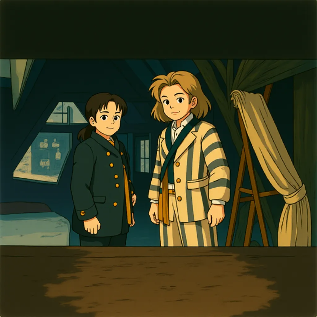 Winona Ryder and Michael Keaton in Beetlejuice Beetlejuice (2024) - Ghibli style