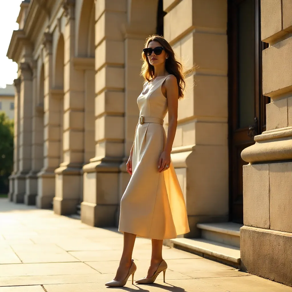 Timeless Beige Chic by a Historic Facade
