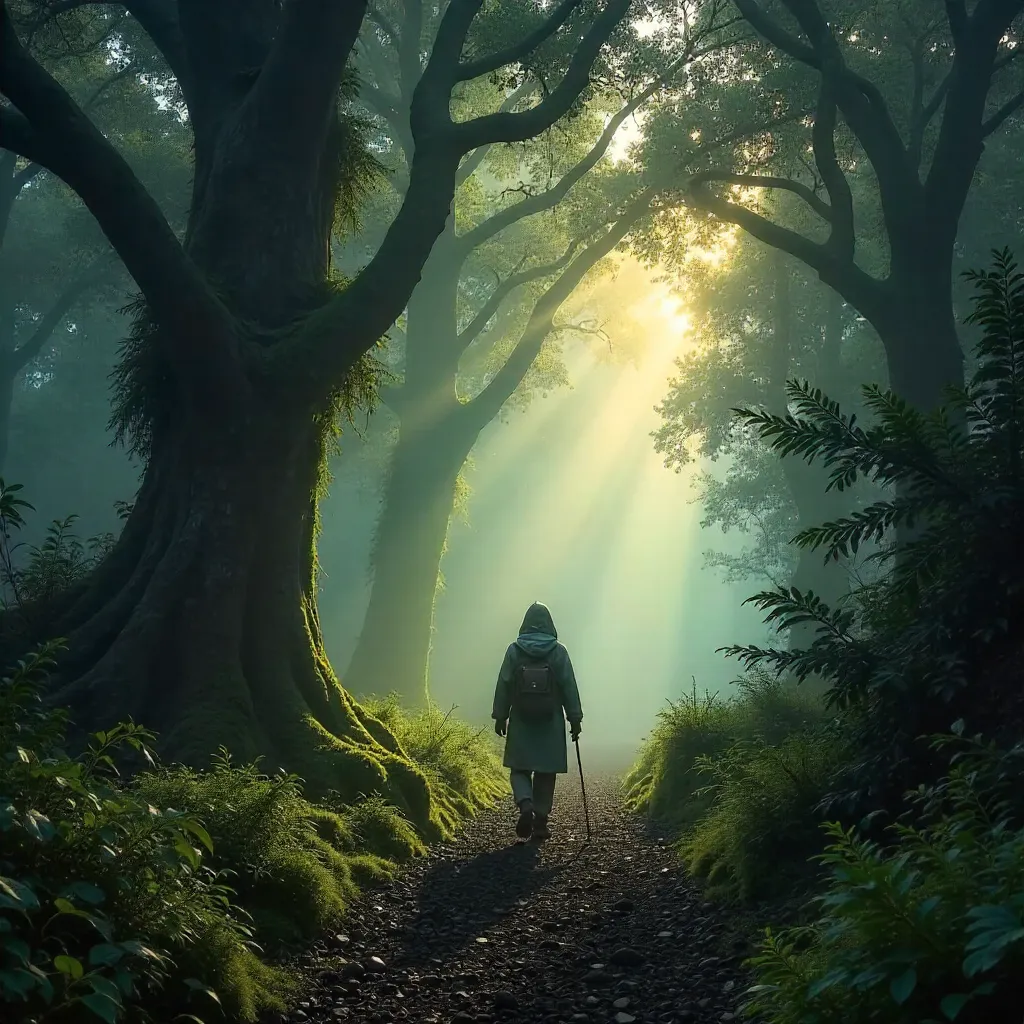 Solitary Walk in Madeira's Misty Laurel Forest