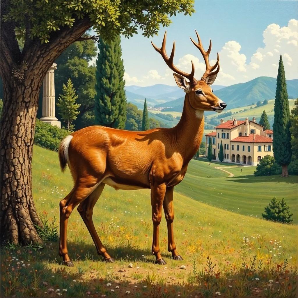 Renaissance Deer in Oil: Italian Serenade