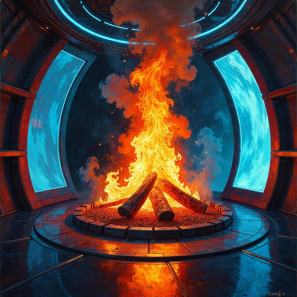 Fire in a Holodeck: An Oil Painting
