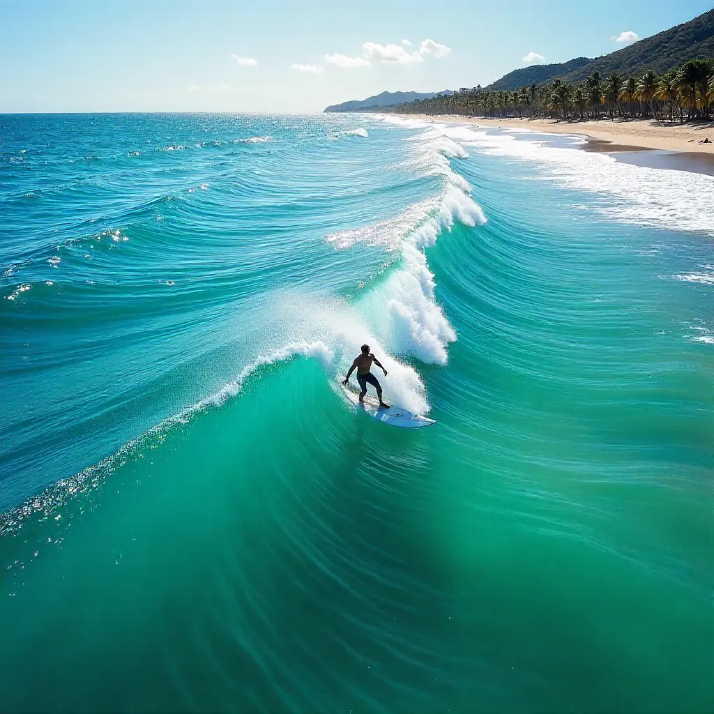 Aerial Surfer in Brazil's Turquoise Ocean