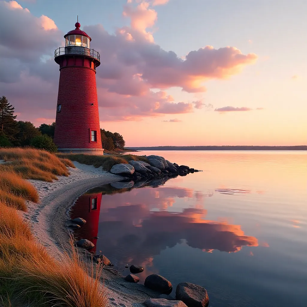 Big Red Lighthouse, Holland MI: Serene Reflections