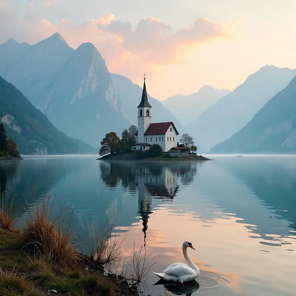 Mist-Kissed Lake Bled: Island Church in Alpine Dawn
