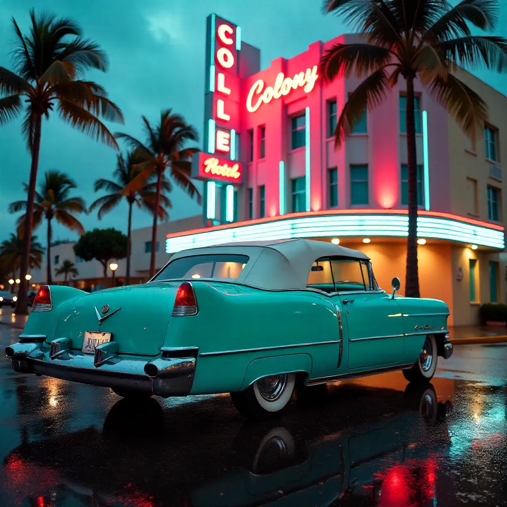 Vintage Car by Colony Hotel on Ocean Drive, Miami Beach