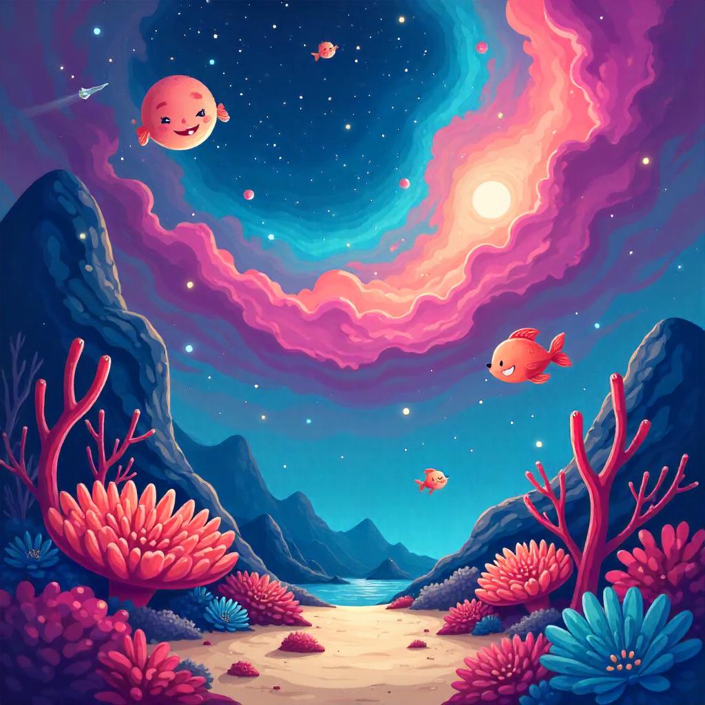 Nebula Coral Reef: Cartoon Cosmos