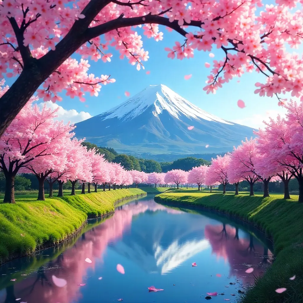 Cherry Blossom Framed Mount Fuji in Fujinomiya