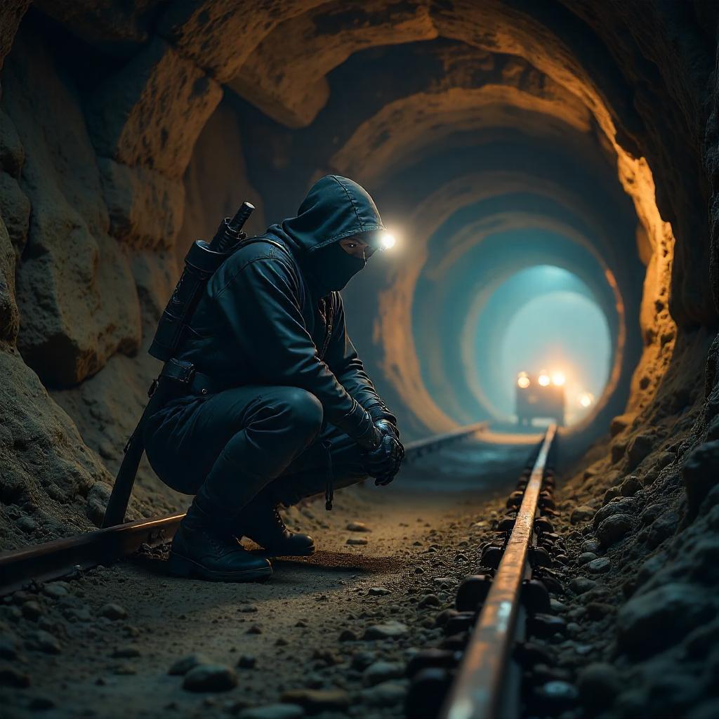 Ninja in a Dim Mine Shaft — Photorealistic Encounter