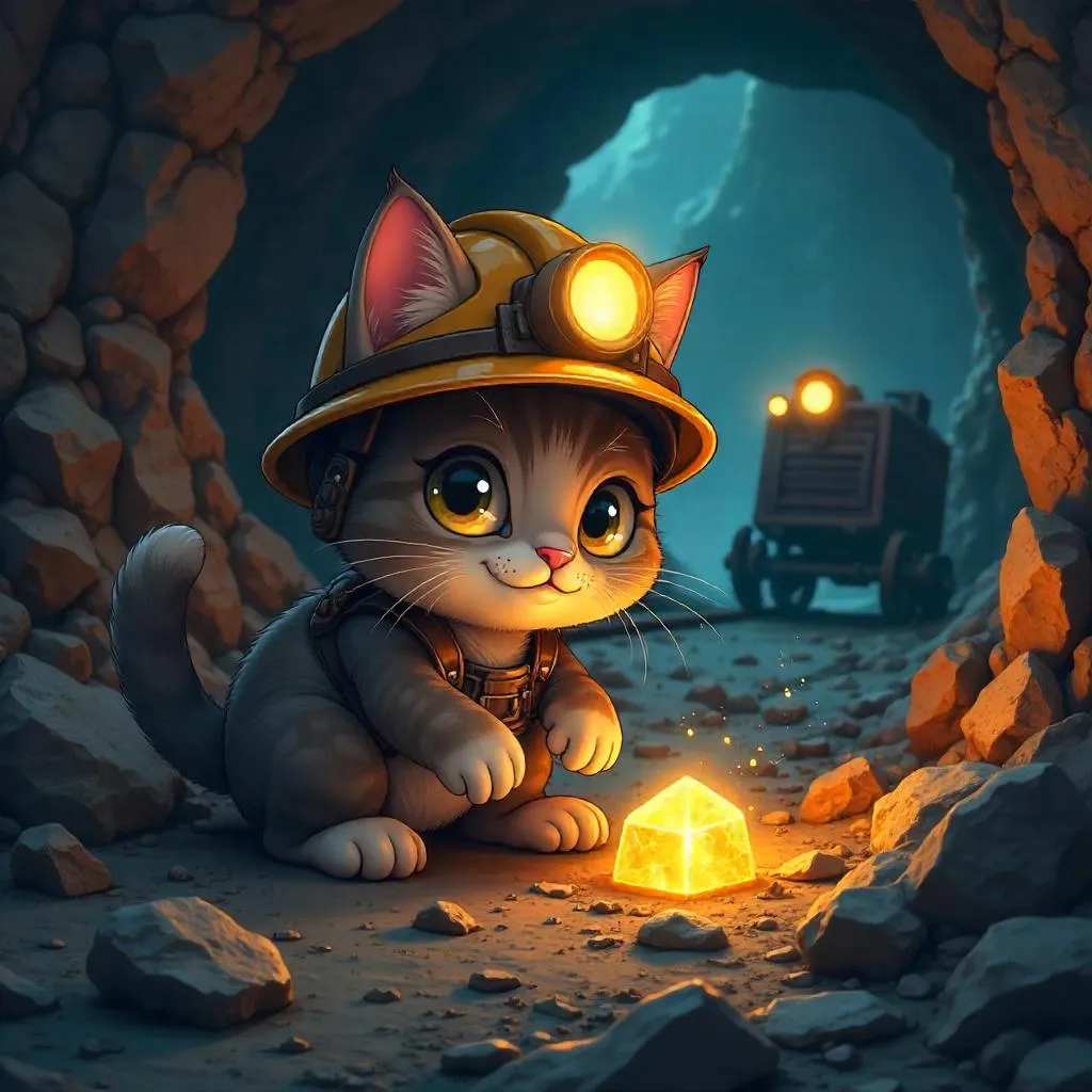 Anime Cat in a Mine Adventure