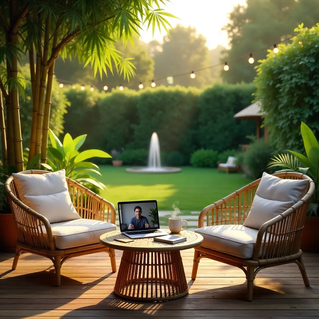 Inviting Bamboo Terrace for Outdoor Remote Work